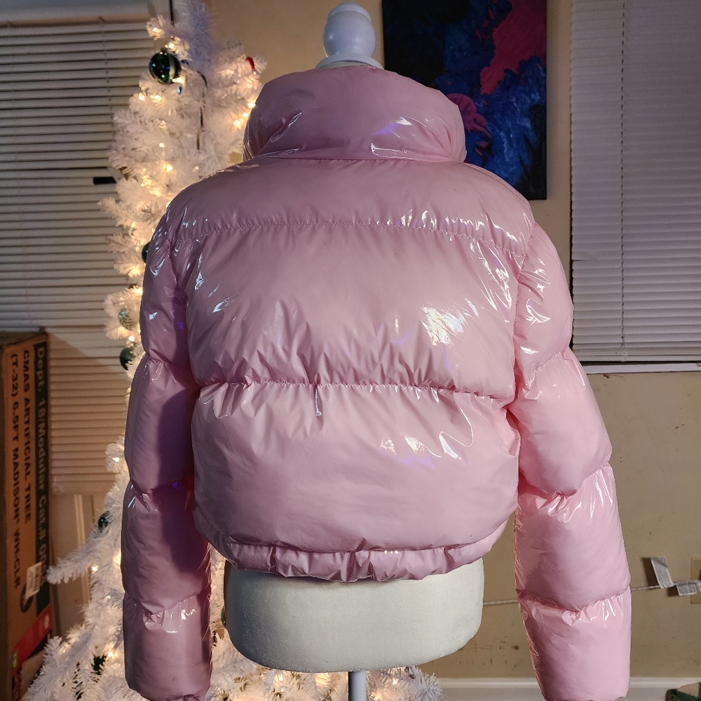 Pink puffer jacket